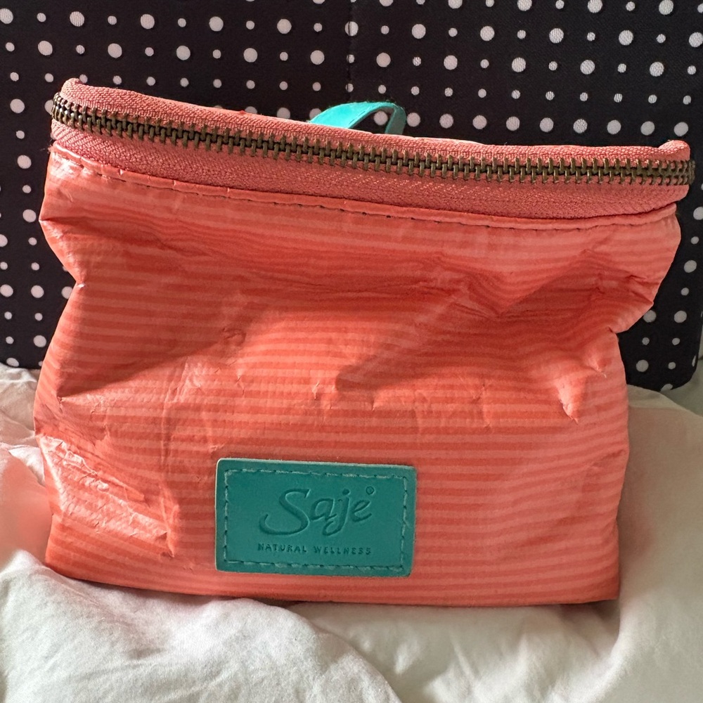 Saje Vibrant Coral Cosmetic Case with towel